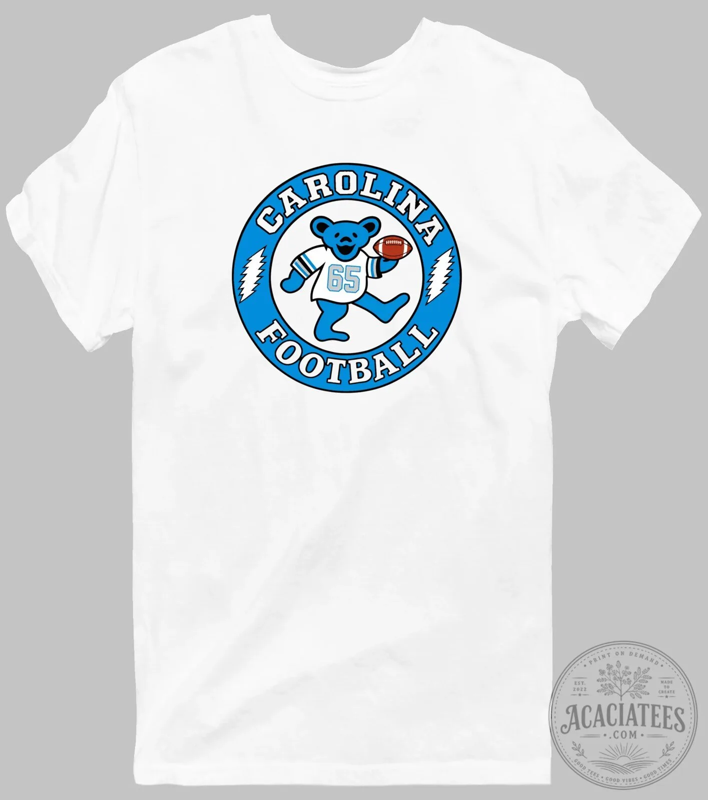 Carolina Football Dancing Bear Grateful Dead Inspired Light Blue T-Shirt 15 Carolina Football Dancing Bear Grateful Dead Inspired Light Blue T-Shirt